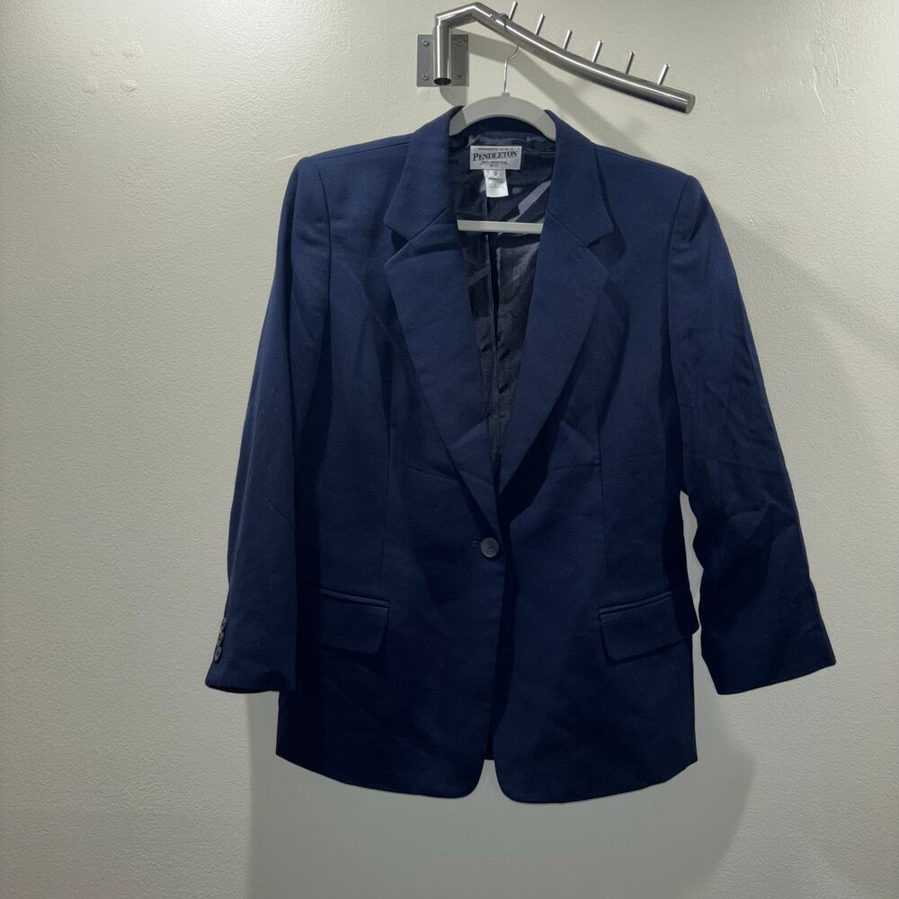 Pendleton 100% Virgin Wool Navy Blazer – Size 12 Petite